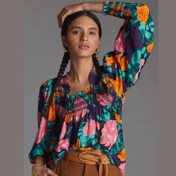 Nwot Plenty by Tracy Reese Puff-Sleeved Floral Blouse xs - Picture 2 of 14